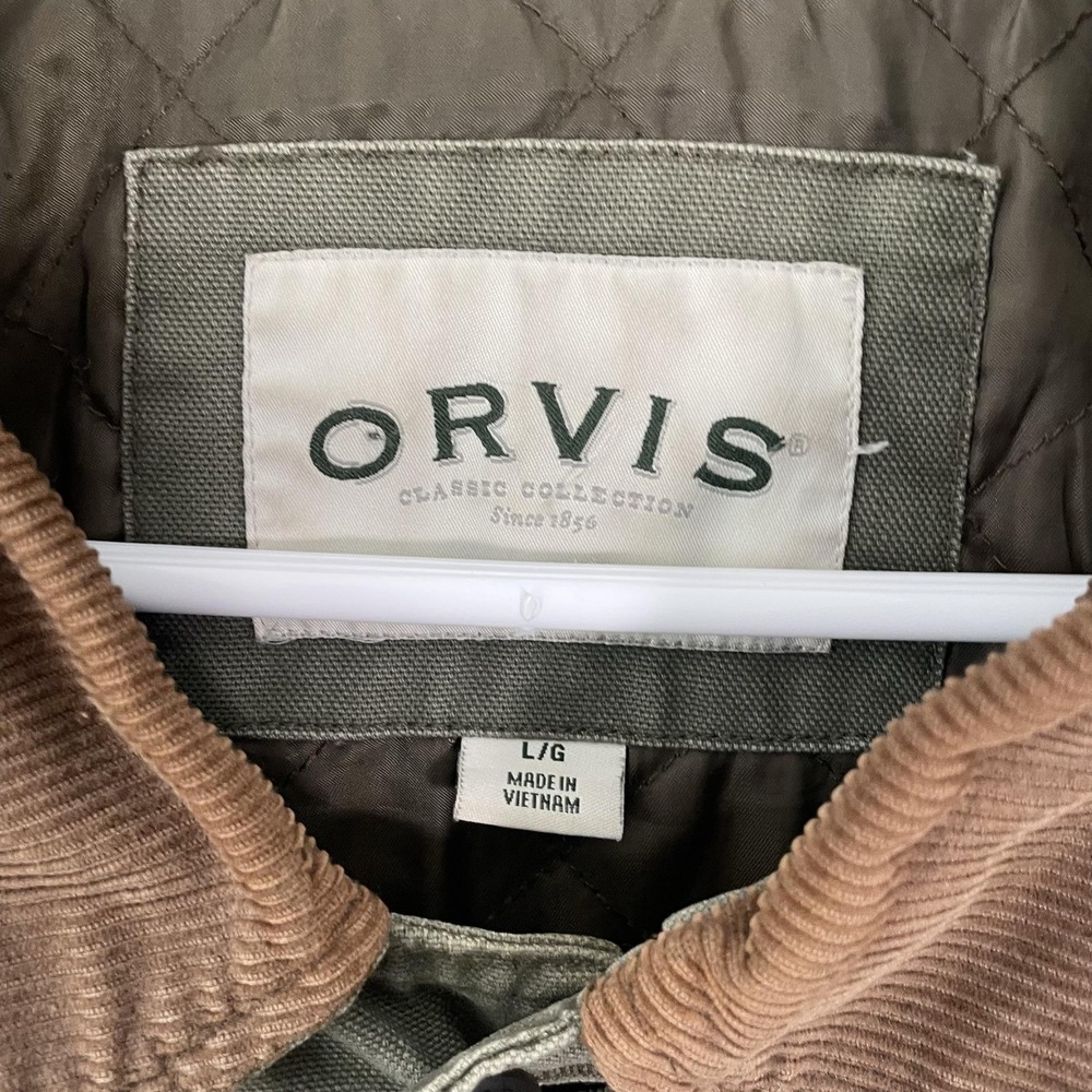 Vtg Orvis Barn Chore Coat Ames Large Forest Green Workwear Heavy Duty Distressed - Picture 4 of 13